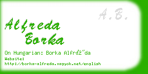 alfreda borka business card